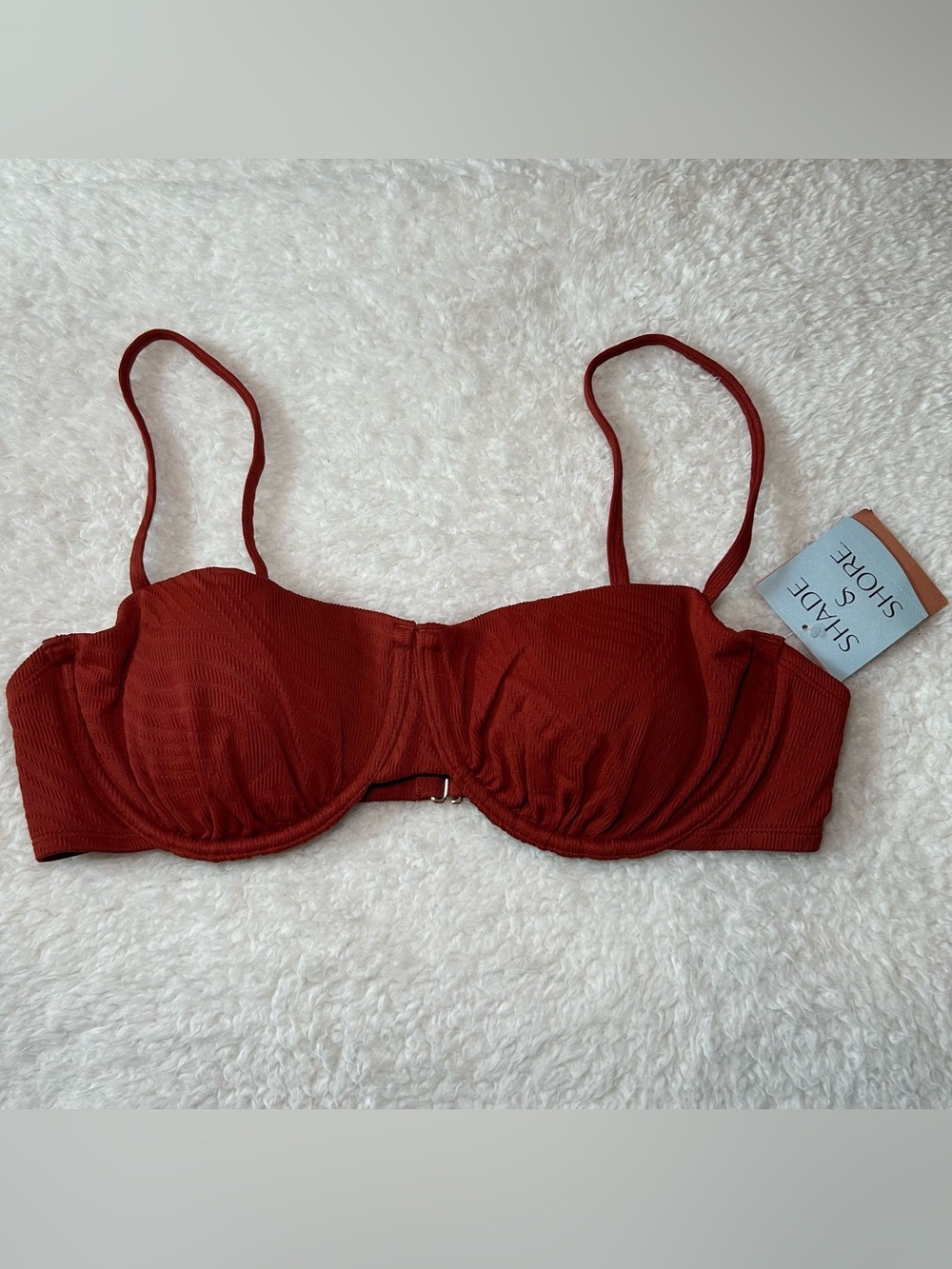 Shade & Shore Women’s Textured Underwire Bikini Top Large NEW